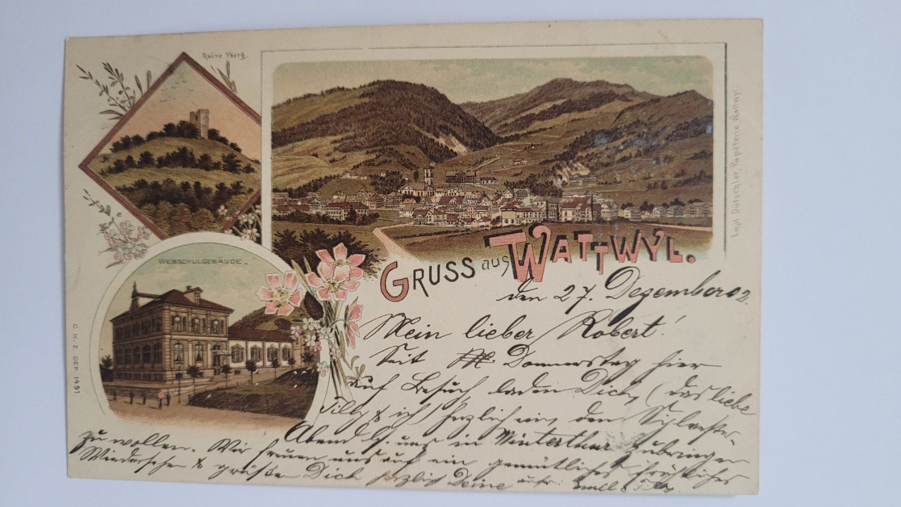 Cartoline postali: Ansichtskarte gruss aus Wattwil Litho 1902 R34 – Usato da nunningen venduto da mic_88k2