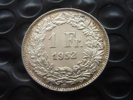 1 Fr. 1952  Unz. / Stgl.  -  Ungereinigt  -