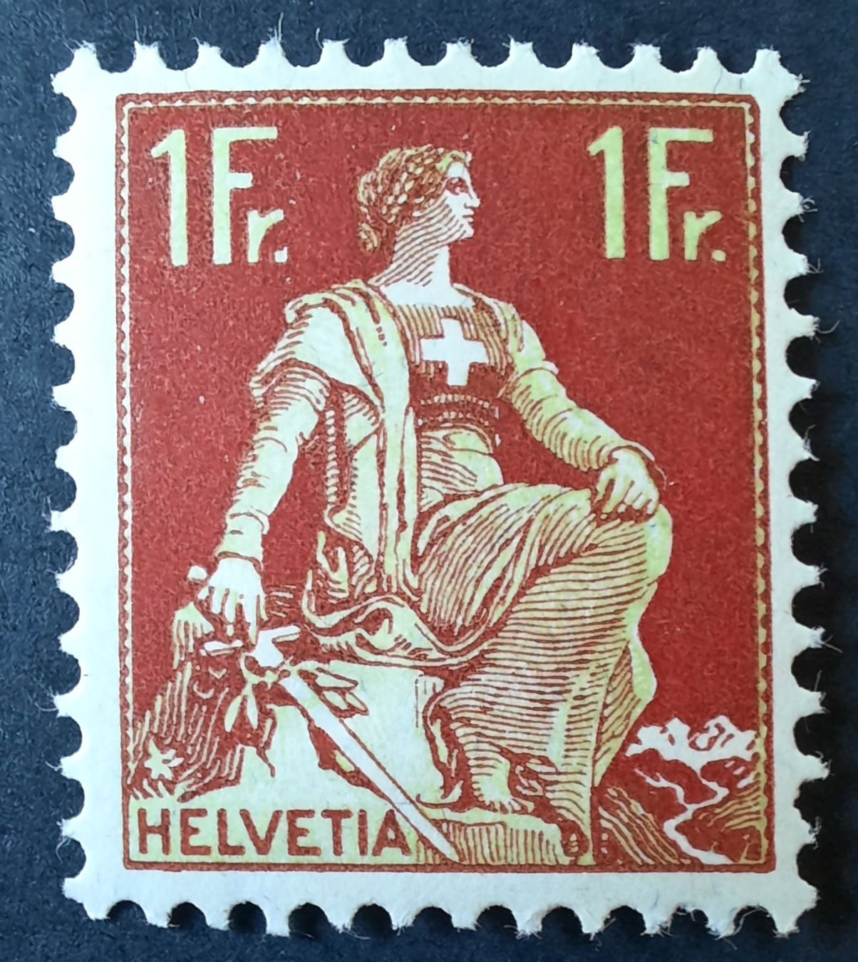 Tutti i francobolli: 3-7-2 Timbre Helvétie avec épée, neuf,1908. Réf.115. – Usato da GENEVE venduto da Pjeronimo