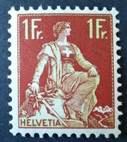 3-7-2 Timbre Helvétie avec épée, neuf,1908. Réf.115.