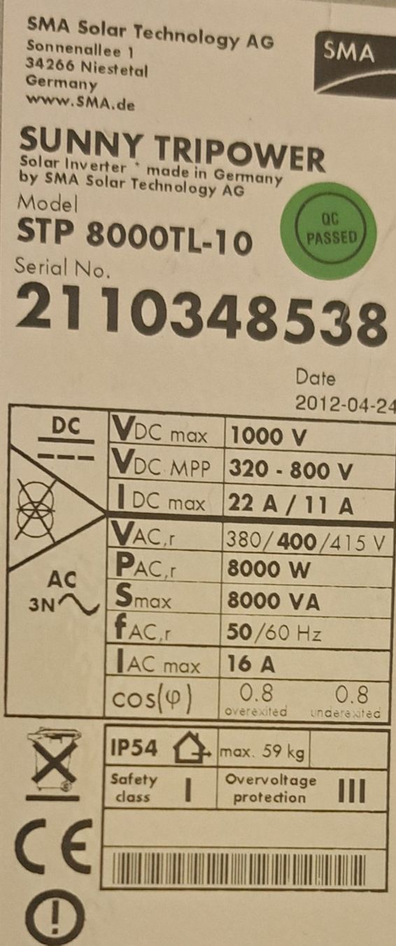 Inverter: SMA Wechselrichter STP 8000 TL10 – Usato da Balzers venduto da frusina2 1
