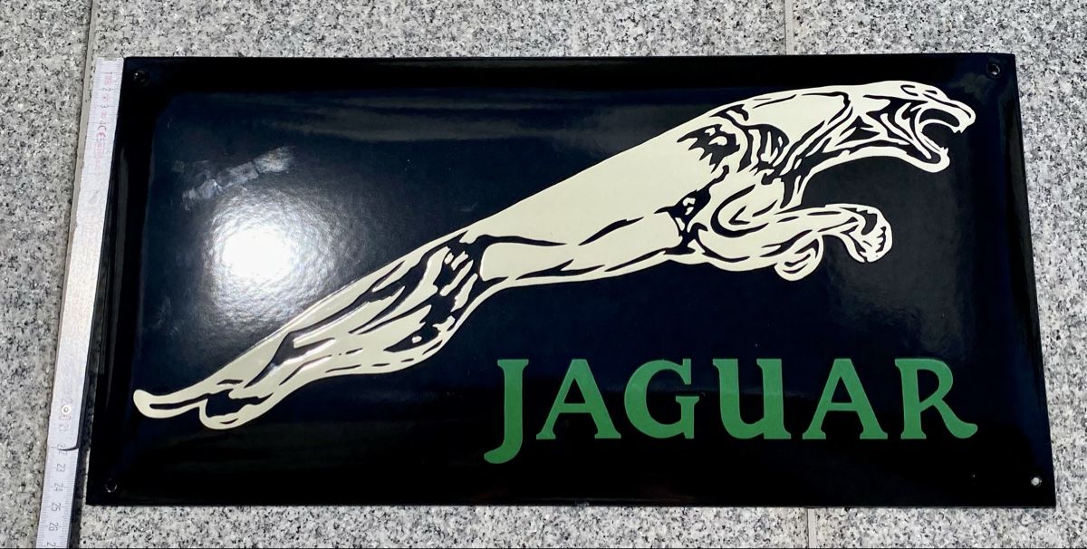 Jaguar Insegne: Jaguar Emaille-Werbeschild – Nuovo (secondo la descrizione) da Rotkreuz venduto da Once0 2
