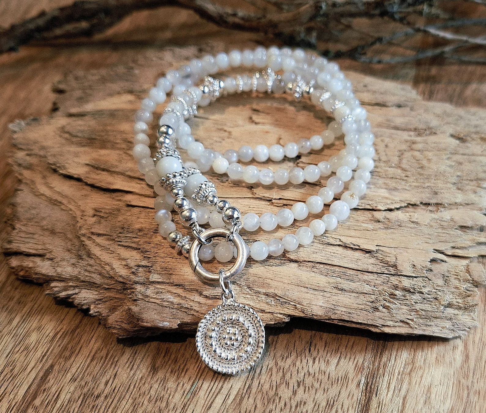 Catenine: MOONSTONE -  Edelsteinkette - Sterling Silber - écru – Nuovo e nell'imballaggio originale da Mühlethal venduto da nicita-modeschmuck