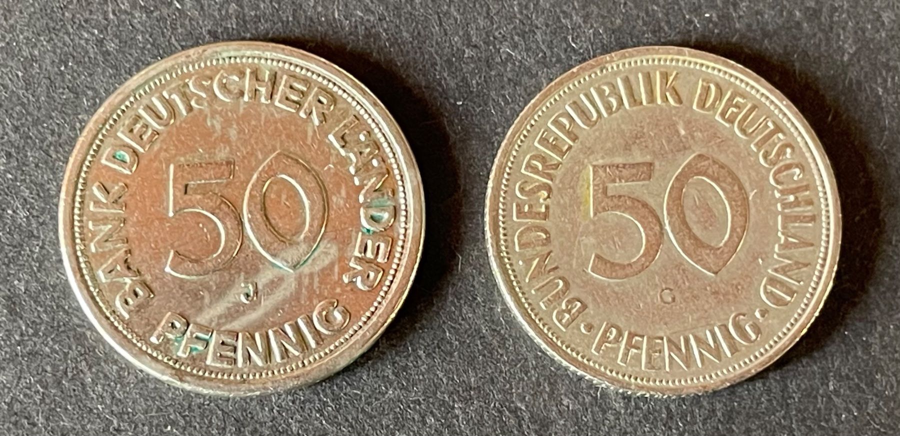Tutti le monete: Lots, 2 verschiedene 50 Pfennig BRD – Usato da Andwil SG venduto da Ariisa1234