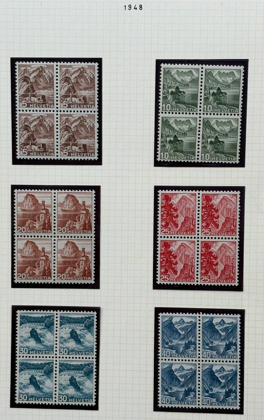 Alle Briefmarken: LOT 4 ER BLOCKS BRIEFMARKEN SCHWEIZ POSTFRISCH 1948 – Gebraucht aus Ostermundigen von Heavenmaus75