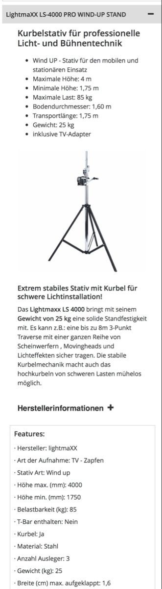 Treppiedi & Teste: Lightmaxx LS-4000 Pro, 2x Wind-Up Stativ, wie neu – Nuovo (secondo la descrizione) da Chur venduto da den_ml2z 6