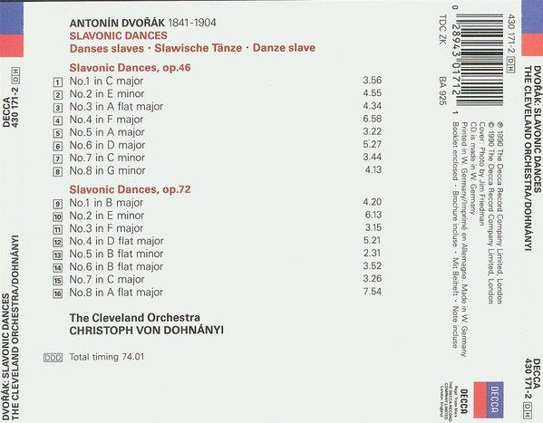 CDs: Antonin Dvorak - Slavonic Dances - Christoph von Dohnanyi – Gebraucht aus Unterbäch von niquz 1