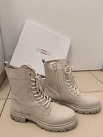Neuwertige Damen Schnürstiefel Gr. 39 Beige Leder  Herbst