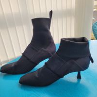 Schwarze Stoff-Stiefeletten, Grösse 41, Stretch, elegant