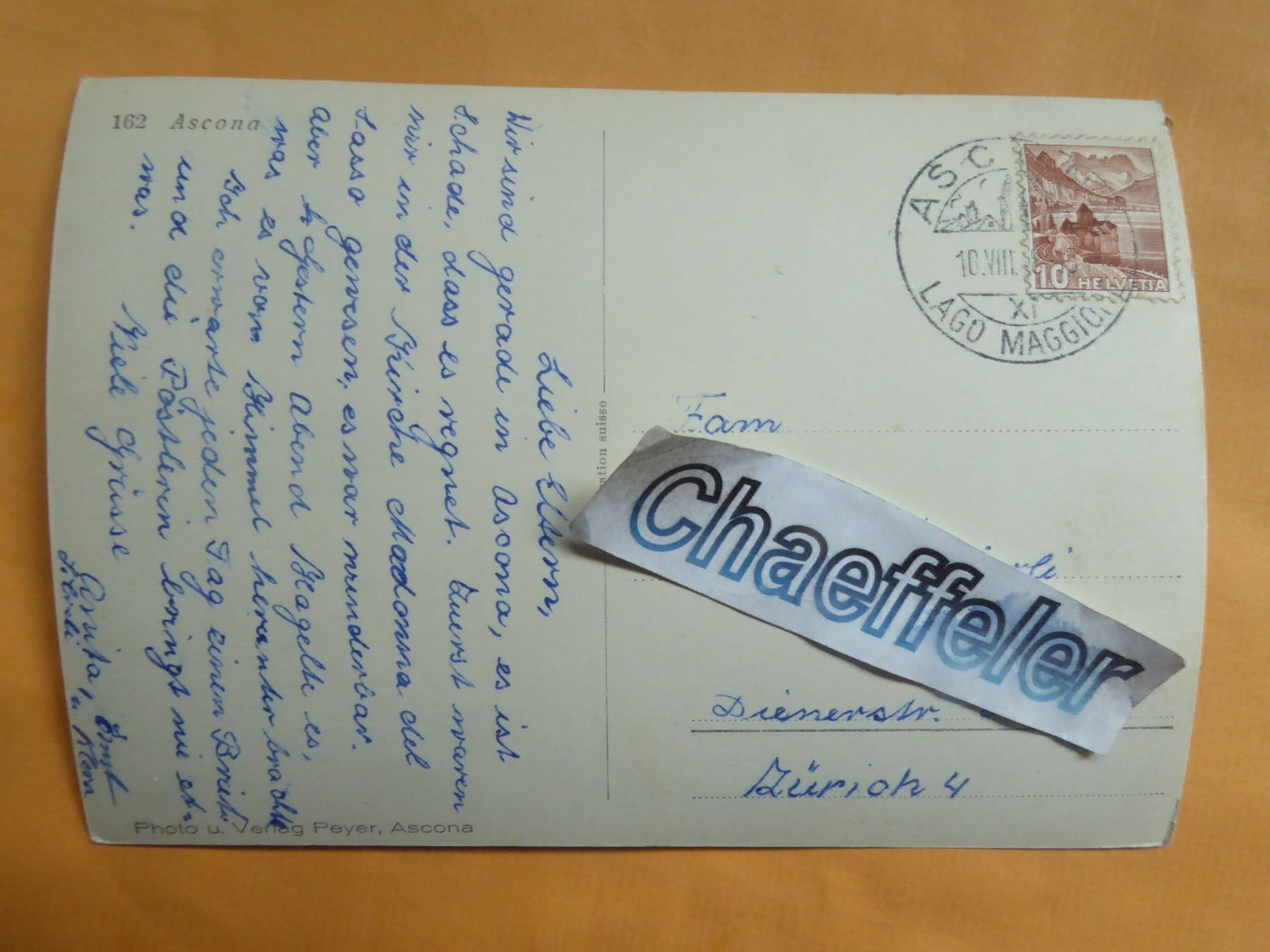 Cartoline postali: 162 Ascona – Usato da Zürich venduto da Chaeffeler 1