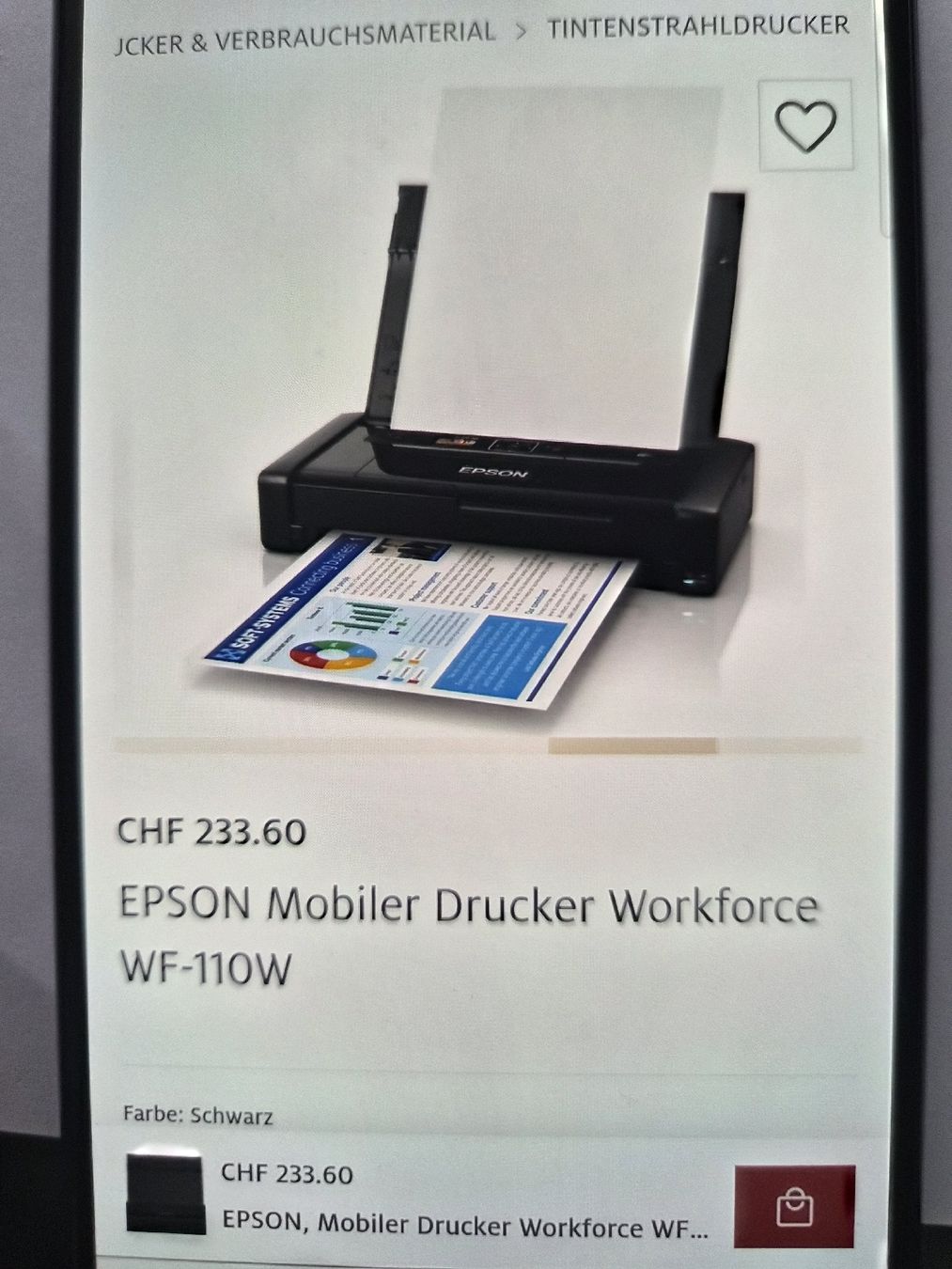 Epson Imprimantes: Epson Mobiler Drucker Workforce wf 110w – D'occasion à Basel par dhe_qbg8 1