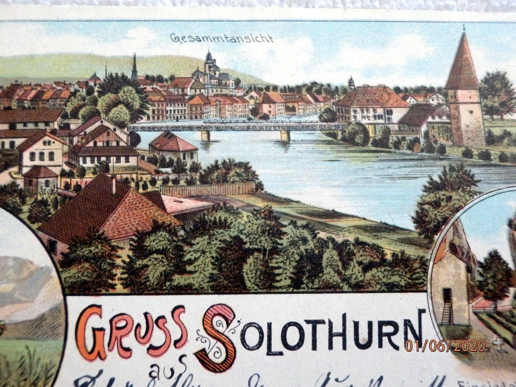 Ansichtskarten: Litho. Solothurn, ZNr. 60B, 30.VIII.97 – Gebraucht aus Ueberstorf von dinbau 1