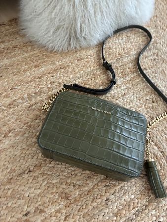 Umhängetasche Michael Kors Leder Krokoprägung olivgrün
