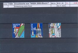 1999 Einzelwerte aus "NABA 2000 Block I", gestempelt