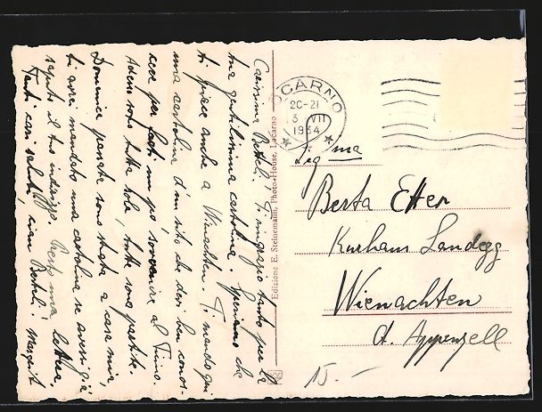 Cartoline postali: Contra, Ortspartie mit Kirche im Gebirge – Usato da Berlin venduto da bartko-reher 1