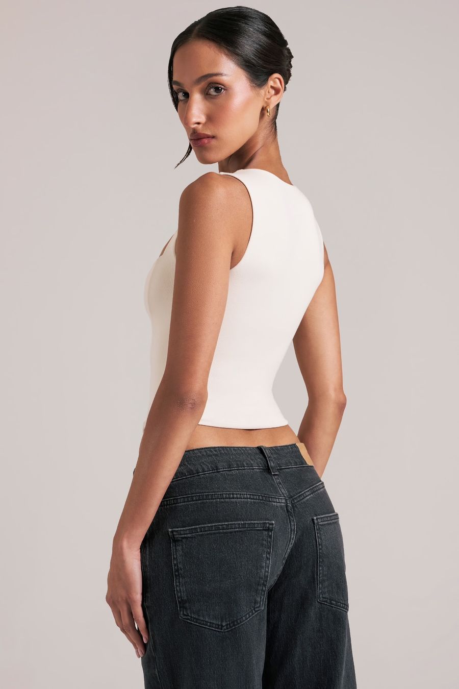Top: OhPolly Modal Square-Neck Top Ivory XS – Nuovo e nell'imballaggio originale da Zürich venduto da pwa_7qr5 2