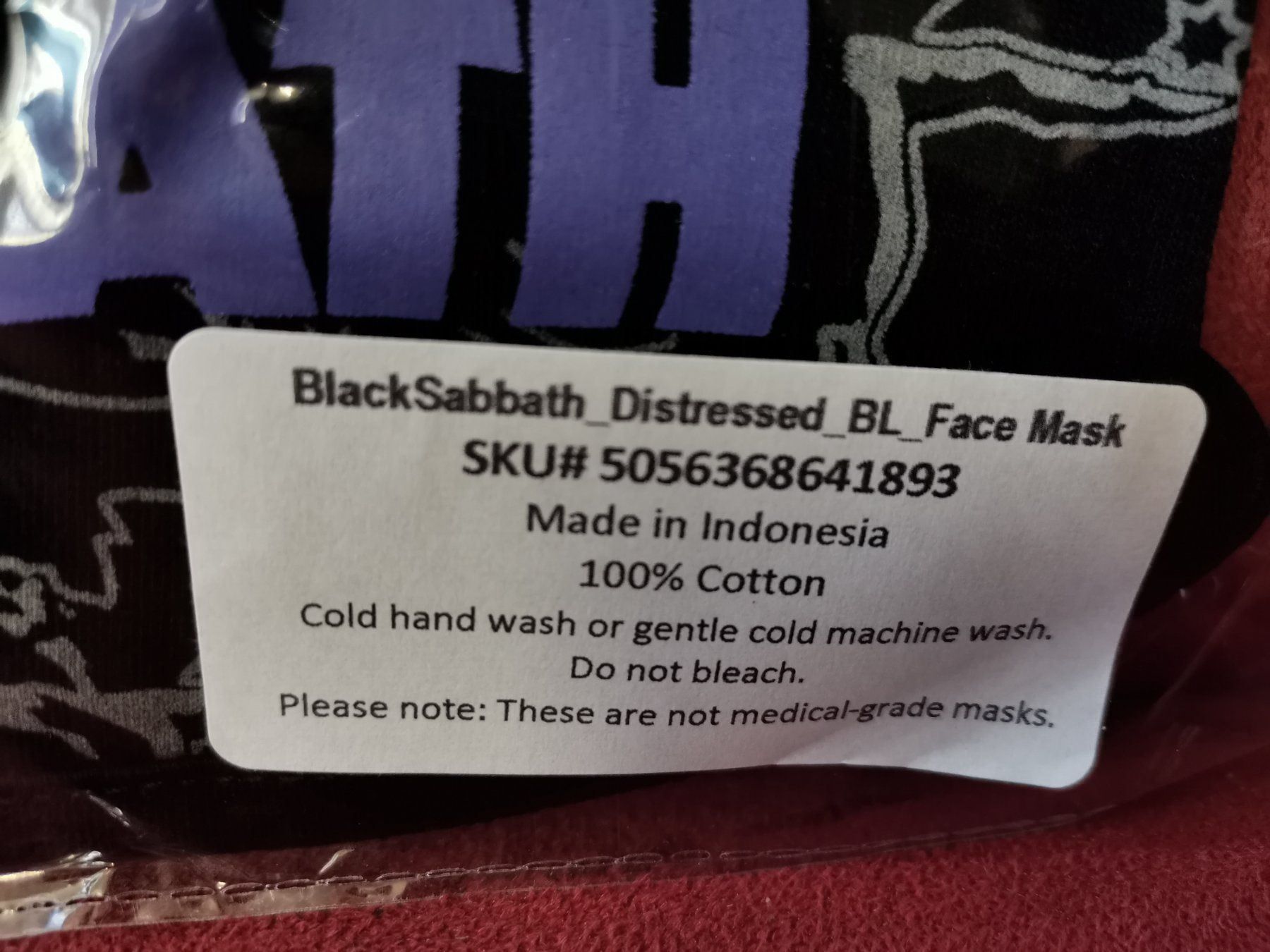 Protezione per viso e udito: Black Sabbath Gesichts Maske – Nuovo e nell'imballaggio originale da Zofingen venduto da noise123 3