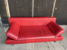 Sofa / Bett Rot in echem leder 1,95m mit stauraum