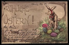 Handgemalt: Osterhase mit Zahnschmerzen 