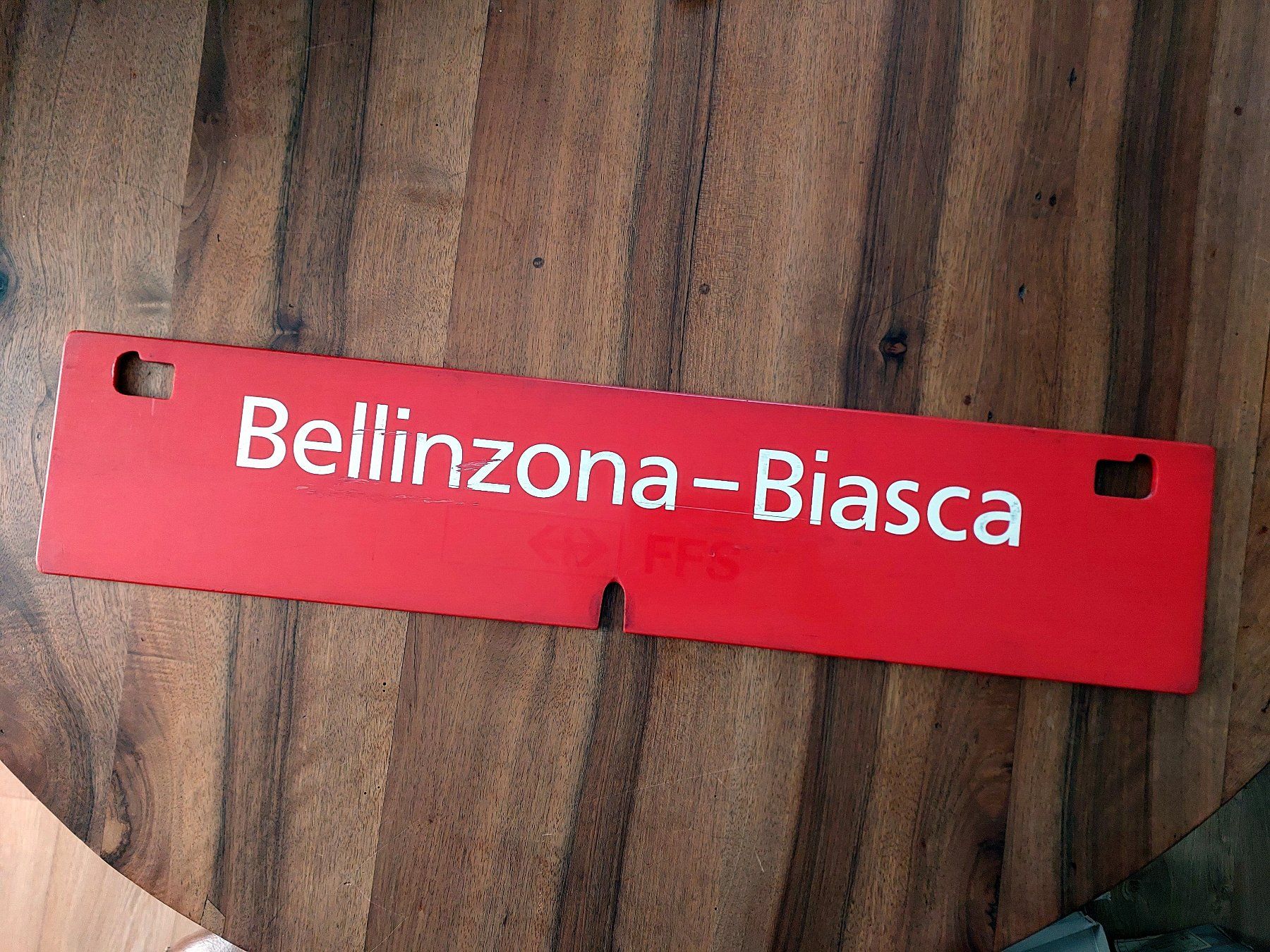 Schilder: PTT/Postauto Strecken-Schild - Biasca-Bellinzona-Biasca – Gebraucht aus Schönenwerd von Steidi 2