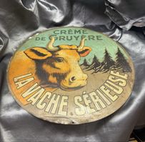 Email Blechschild Creme de Gruyère la vache sérieuse