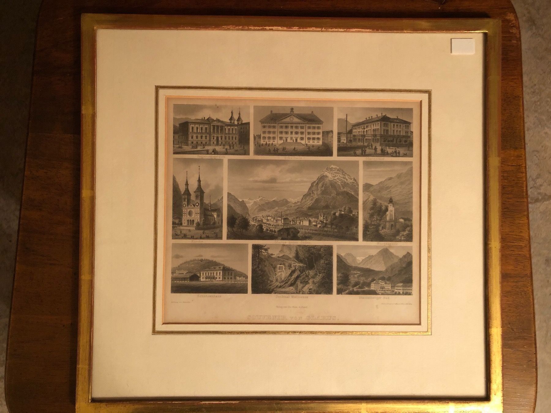 Poster & Bilder: Souvenir von Glarus. Antike Aquatinta. – Gebraucht aus Wald ZH von mlnt 6