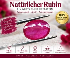 Natürlicher Rubin – 6,5 ct., oval facettiert