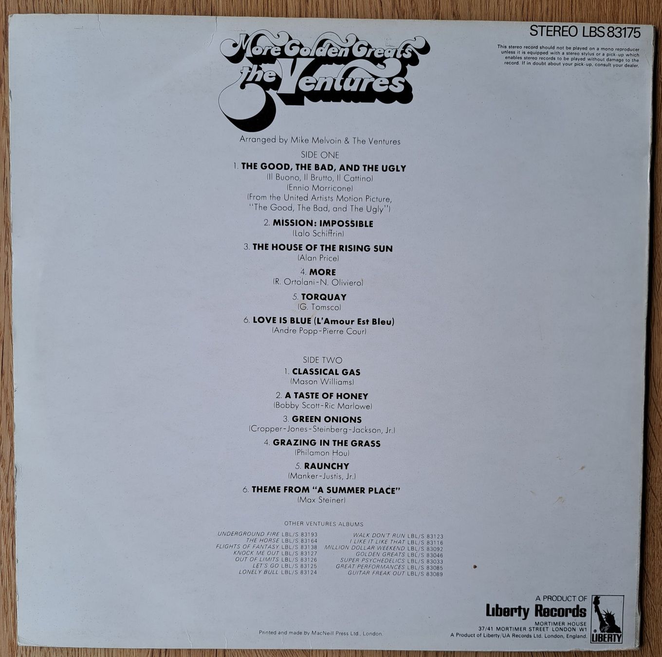 Schallplatten: The Ventures - More Golden Greats – Gebraucht aus Meggen von Ricardokoch 1