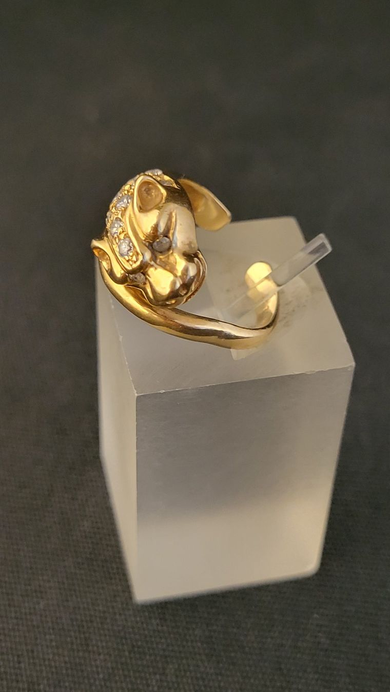 Ringe: Goldring mit Raubkatzen-Kopf – Gebraucht aus Basel von spinne02