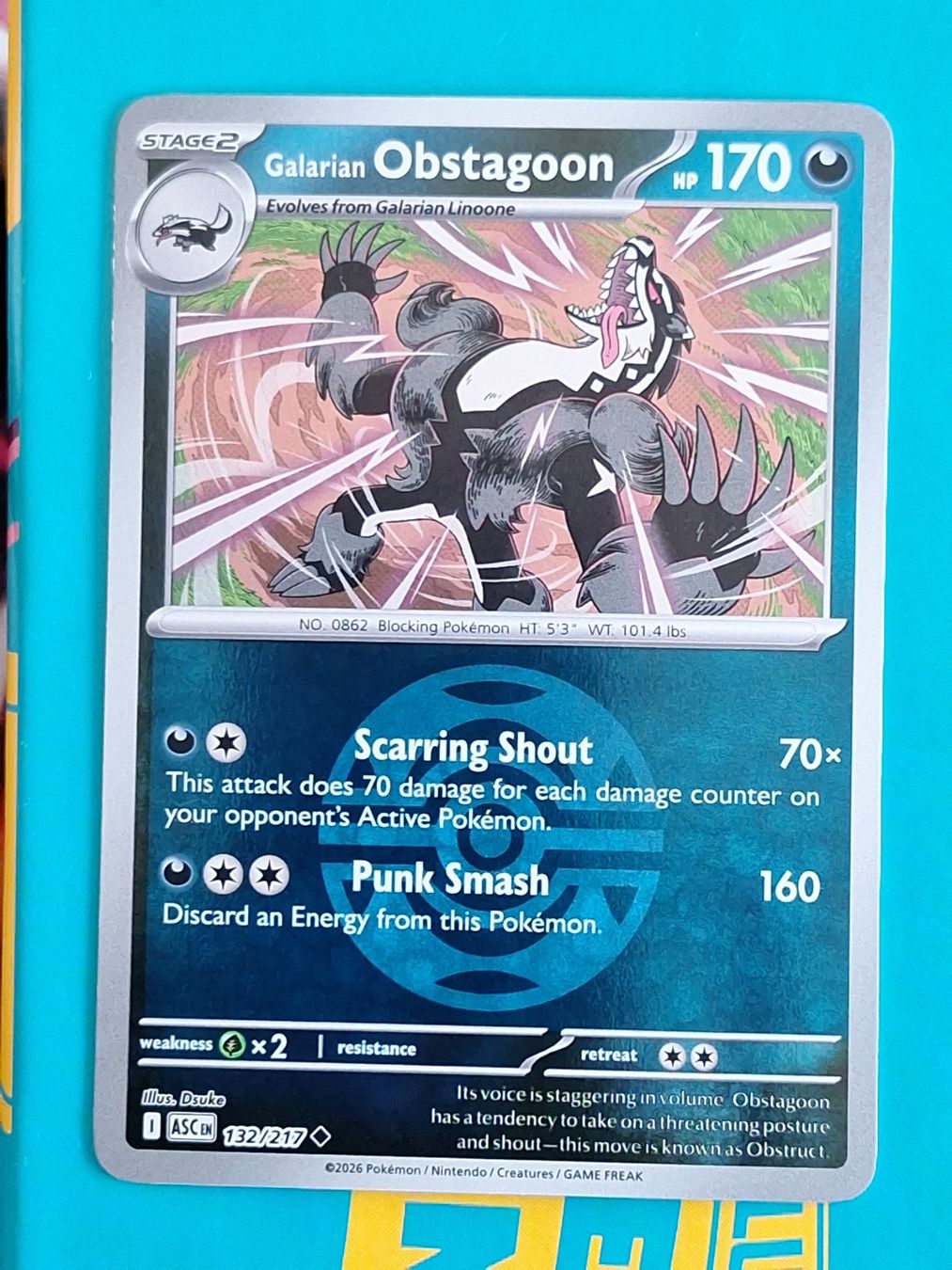 Pokémon Carte collezionabili: Galarian Obstagoon - Reverse Holo Ball - Ascended Heroes – Usato da Altstätten SG venduto da GGsGameshop