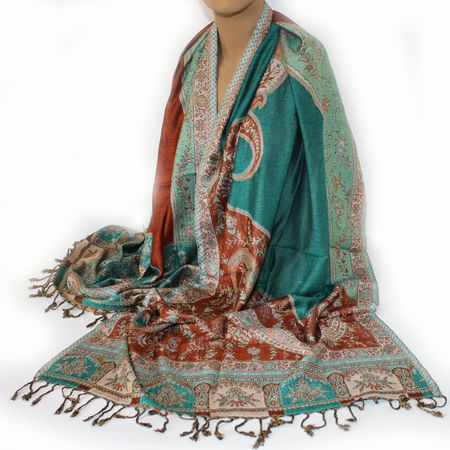 Damenschal Schal Viskose Paisley Pashmina 200x70 Türkis 510