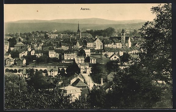 Cartoline postali: AK Aarau, Teilansicht mit Strassenpartie – Usato da Berlin venduto da bartko-reher