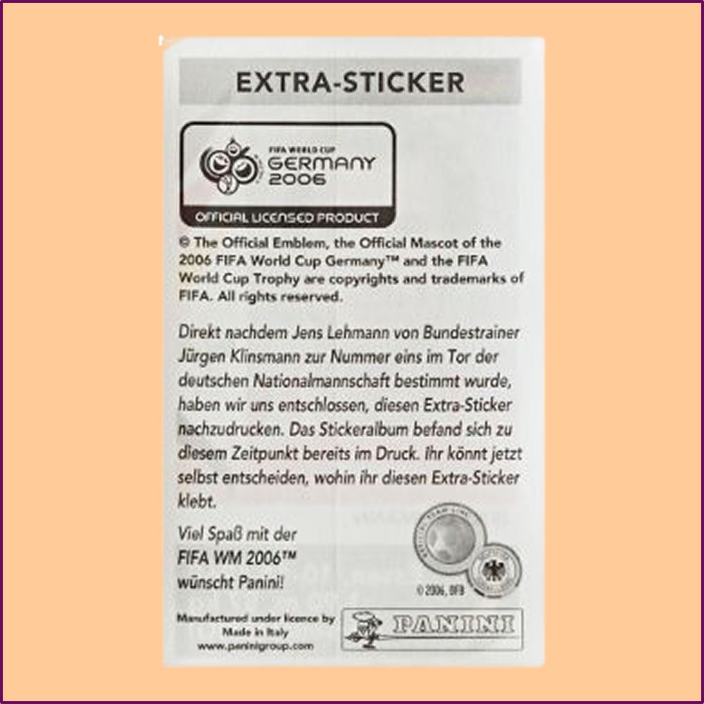 Panini Carte collezionabili: Panini WM 2006 Update Sticker - Jens Lehmann – Nuovo (secondo la descrizione) da Ettingen venduto da Rlegge 1