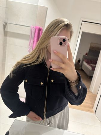 Kurze ZarJacke Damen dunkelblau Reissverschluss  
