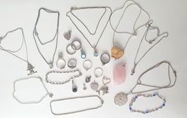 Silberschmuck Konvolut, Ringe, Ketten Anhänger 925 & 835