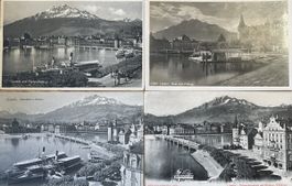 Vier alte Ansichtskarten aus Luzern mit dem Pilatus