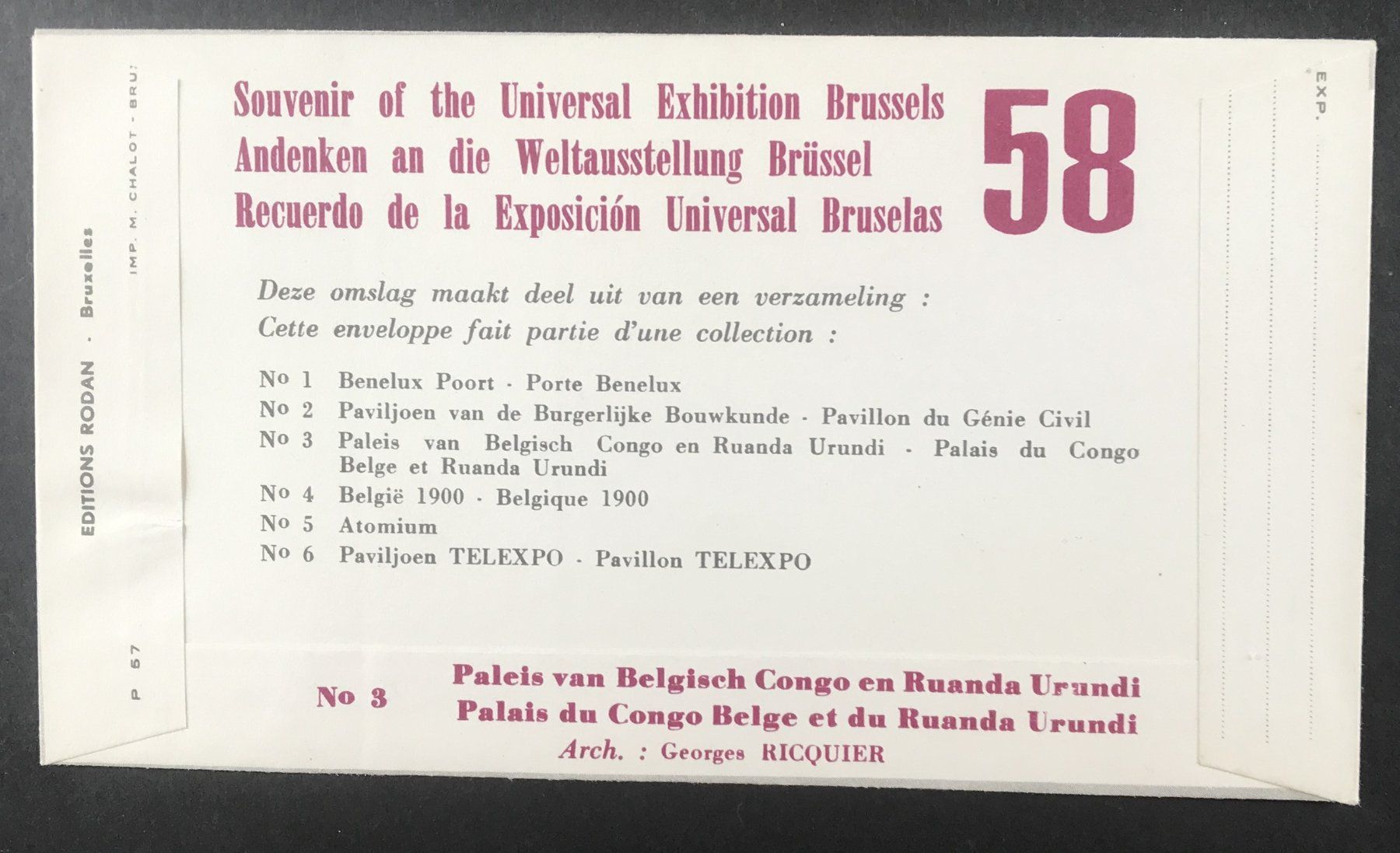 Tutti i francobolli: F.D.C. BELGIEN 1958 – Usato da Ostermundigen venduto da Kari1937 1