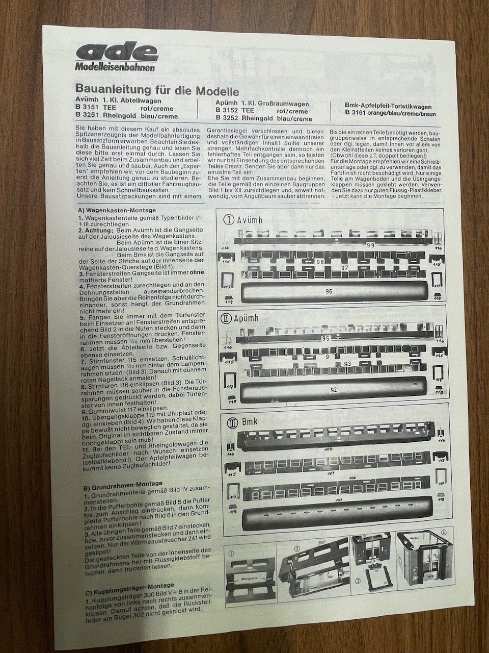 Modellini di ferrovie: ADE Bausatz TEE Abteilwagen der DB in DC – Usato da Villmergen venduto da Mfritz 2