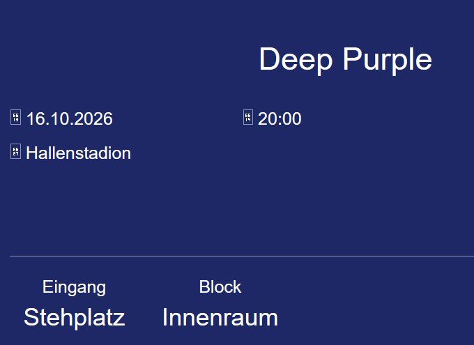 Tickets: Deep Purple – Neu (gemäss Beschreibung) aus Zürich von Varaderov1