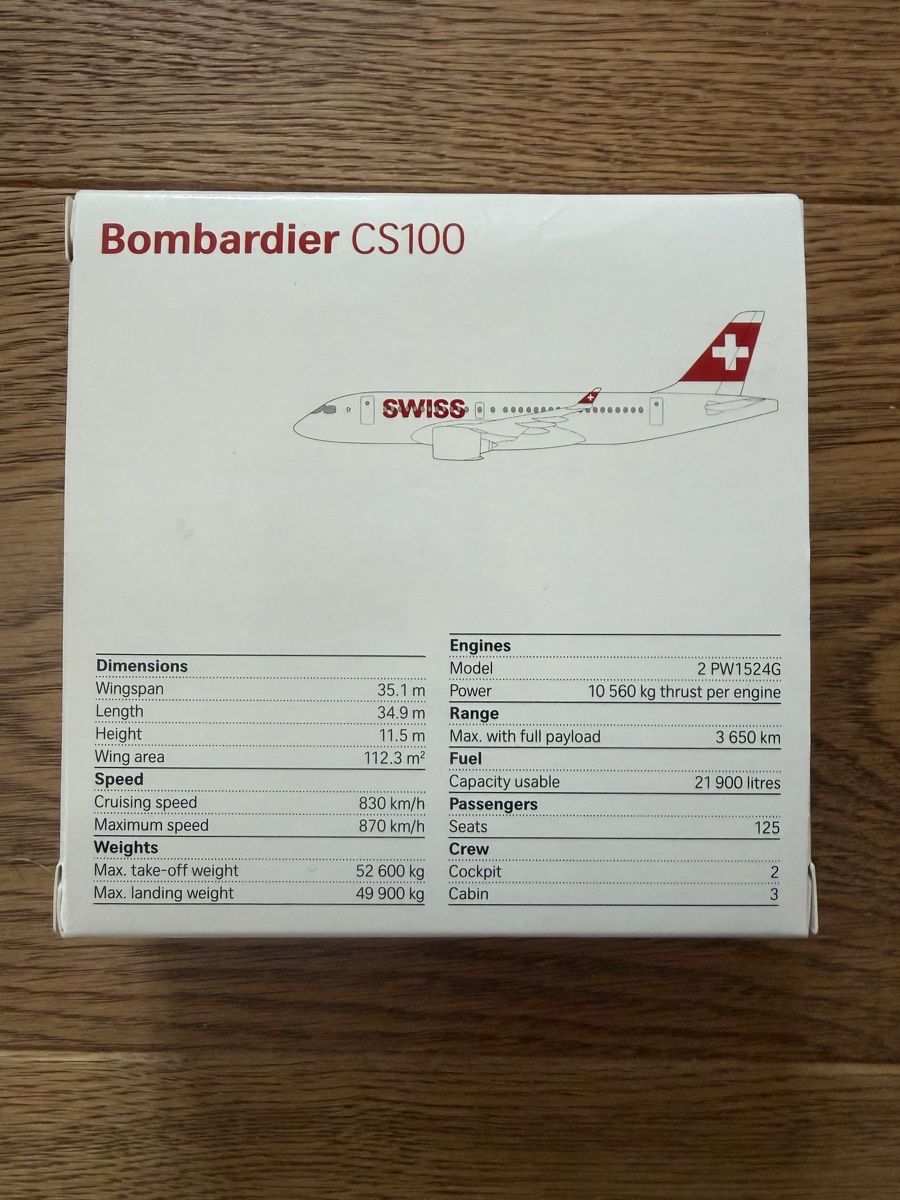 Swiss Kit di modellismo & Modellini statici: Flugzeugmodell SWISS Bombardier CS100 1:400 – Nuovo e nell'imballaggio originale da Effretikon venduto da Saendu24 1