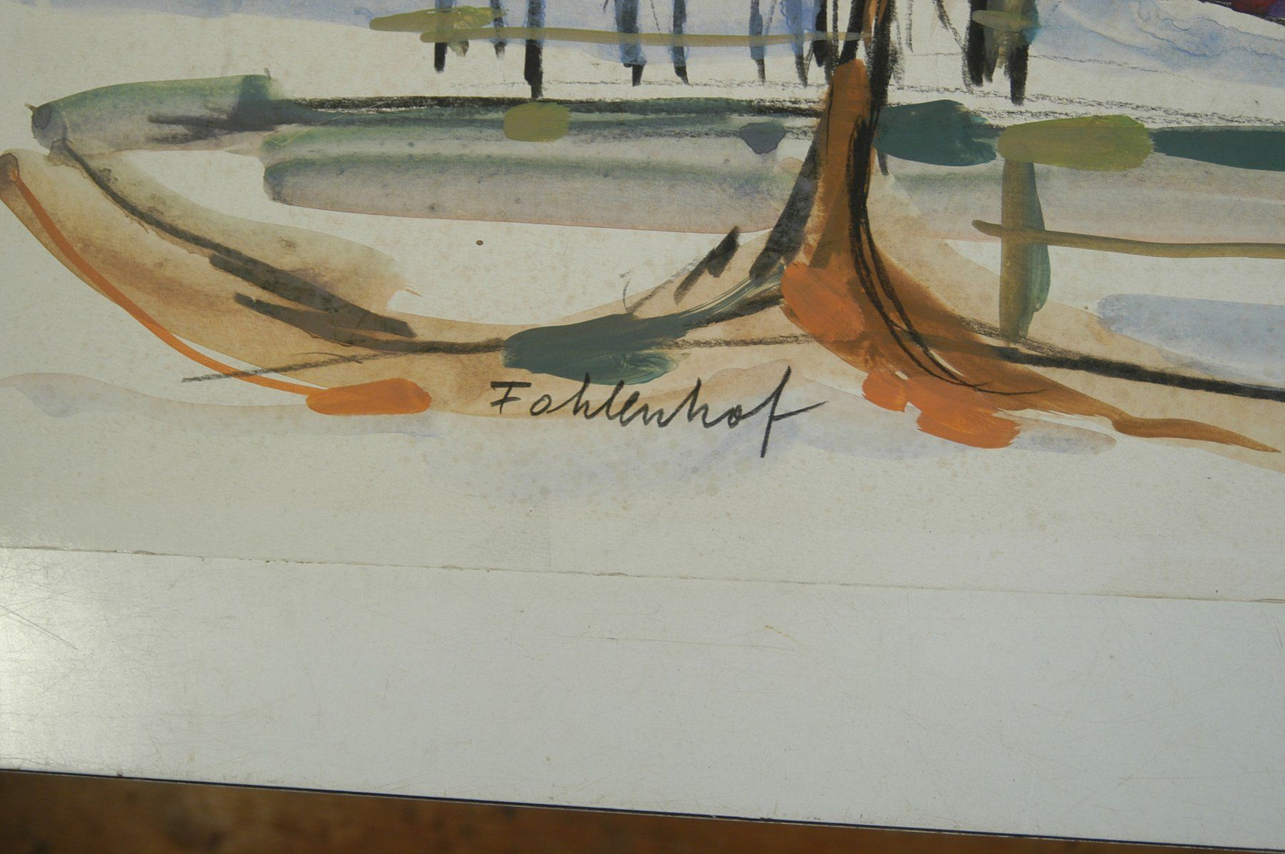 Dipinti: Fohlenhof gemalt auf Karton signiert – Usato da Herisau venduto da Wisen 2