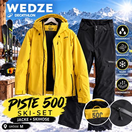 Wedze Piste 500 Ski-Set Jacke Hose Gelb Schwarz M