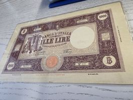 1000 Lire Banknote Italien 1943 guter Zustand
