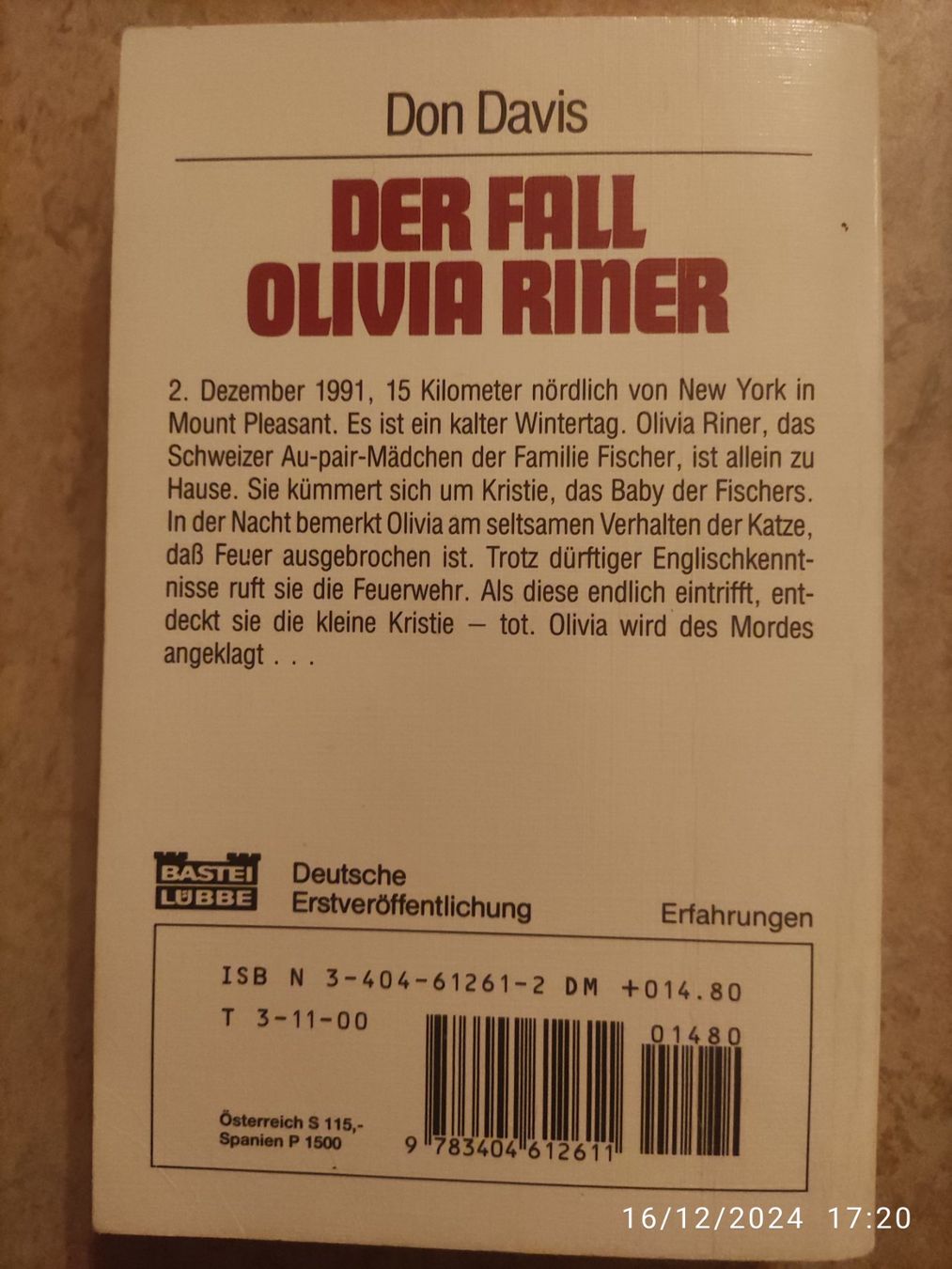 Libri: Don Davis Der Fall Olivia Riner. – Usato da Basel venduto da Alacant 1