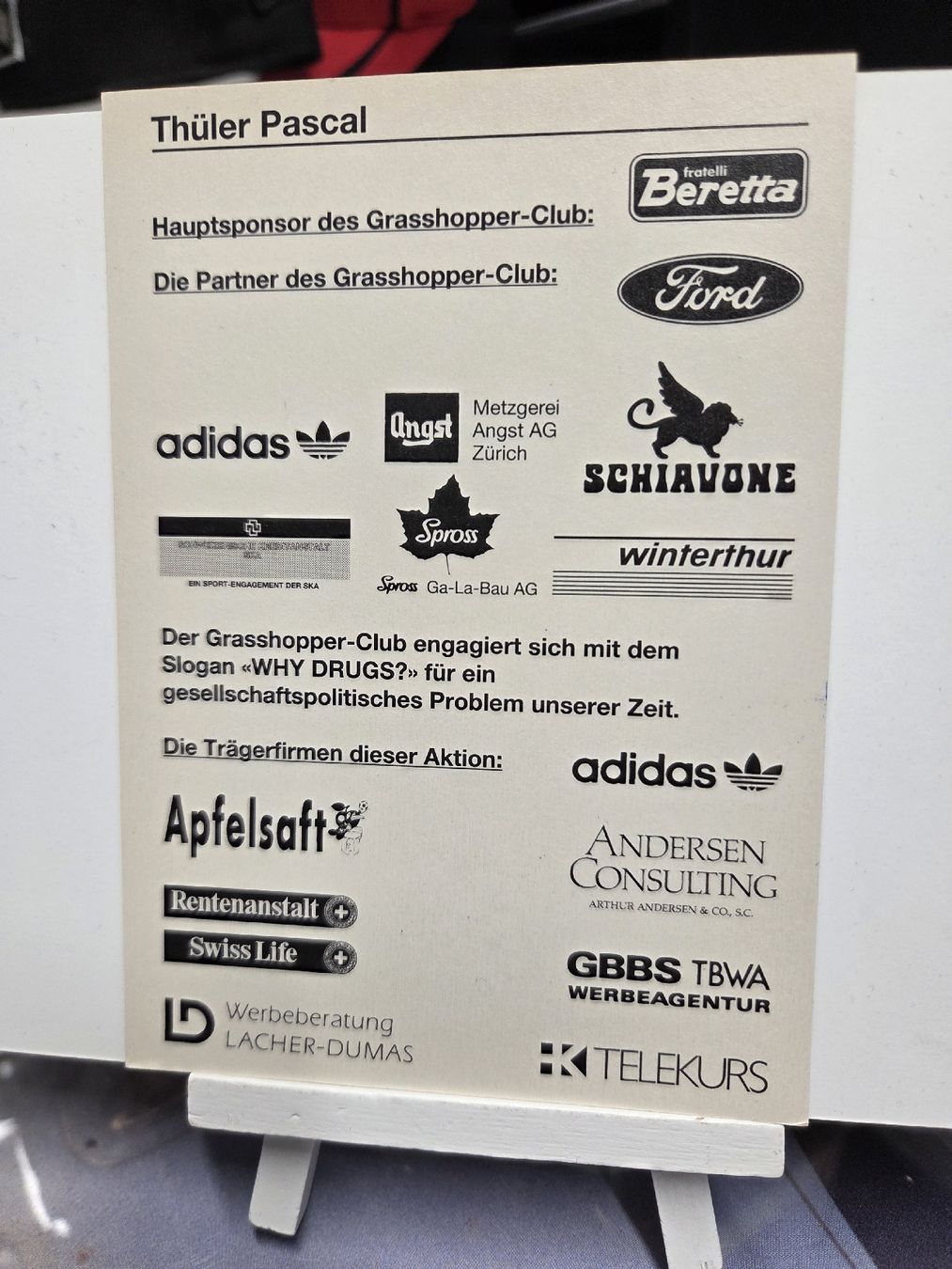 Autogramme: Original Signiert vom Pascal Thüler – Gebraucht aus Wetzikon ZH von AmacherM 1