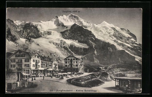 Cartoline postali: Kleine Scheidegg, Ortspartie mit Jungfra – Usato da Berlin venduto da bartko-reher