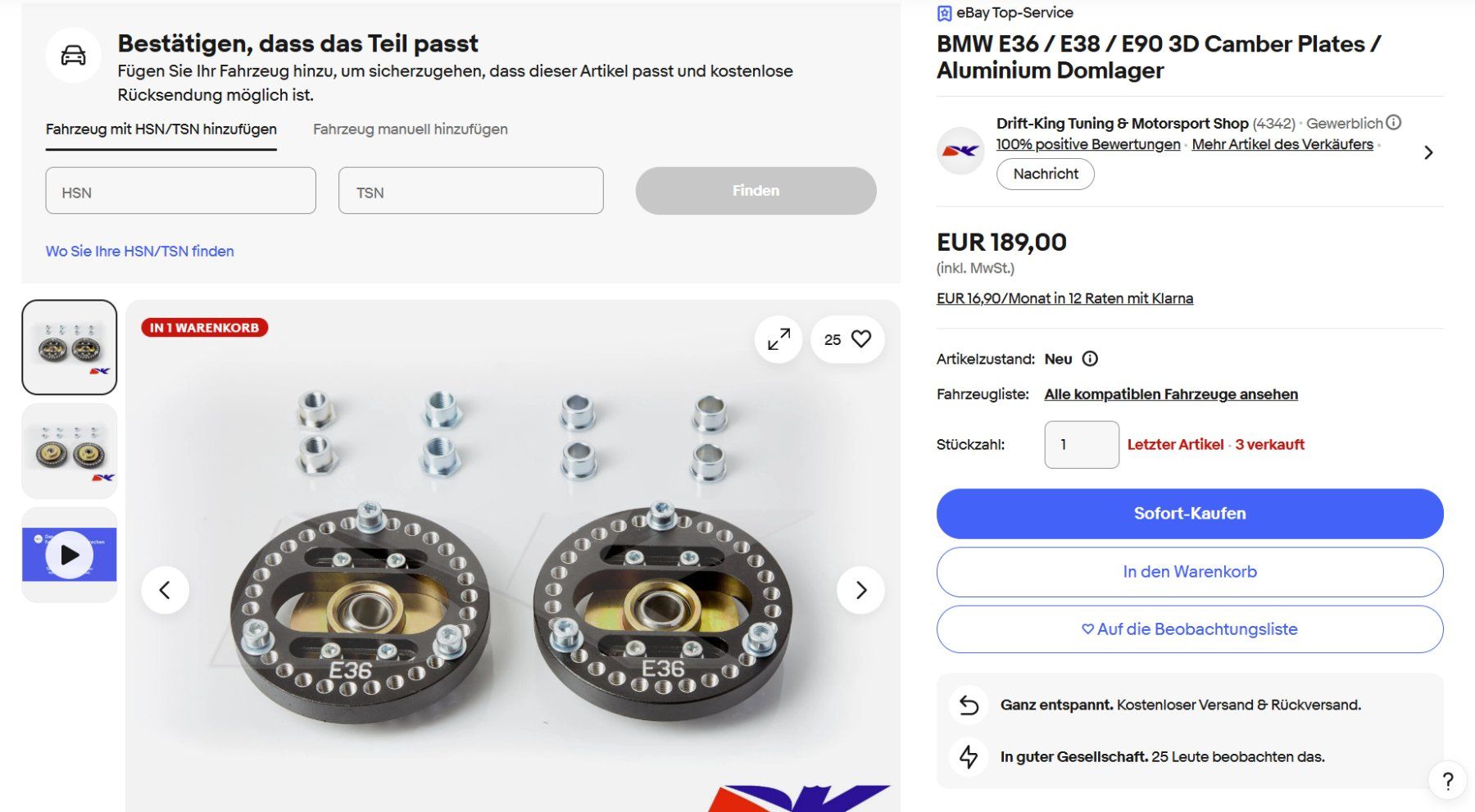 Toutes les pièces auto: BMW E36 / E38 / E90 Camber Plates – Sturzplatten – D'occasion à Hittnau par prz_7lyw