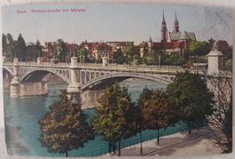 BASEL - Wettsteinbrücke mit Münster - 1914