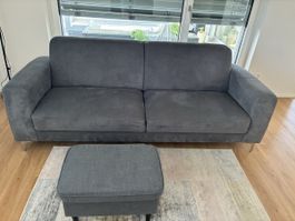 Sofa mit Hocker grau 