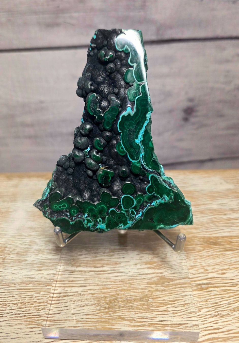 Minerali & Pietre curative: Schwarzer Malachit/Chrysokoll Scheibe 133g – Nuovo e nell'imballaggio originale da Matzingen venduto da Shay_Crystalz